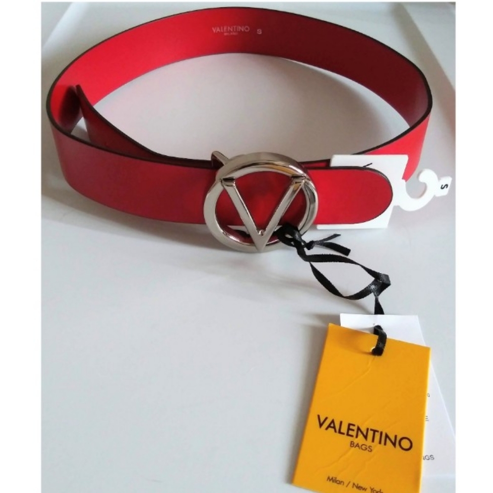 Valentino by Mario Valentino Guisy Logo Leather Belt